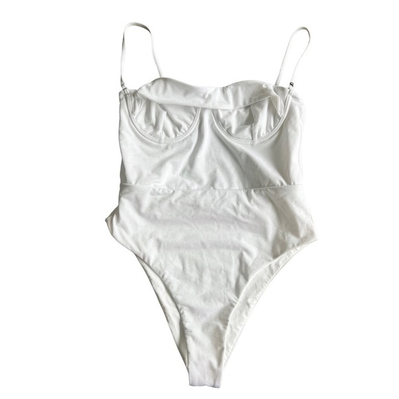 Nwt Revel Rey Ezra One Piece Swimsuit in Iridescent Metallic Barbiecore White - Picture 7 of 10